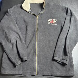 Unbranded Fleece Jacket Mens L Black Solid SF San Francisco Vintage Made in USA